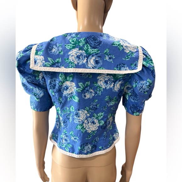 Floral Blue Women's Top - Picture 4 of 9